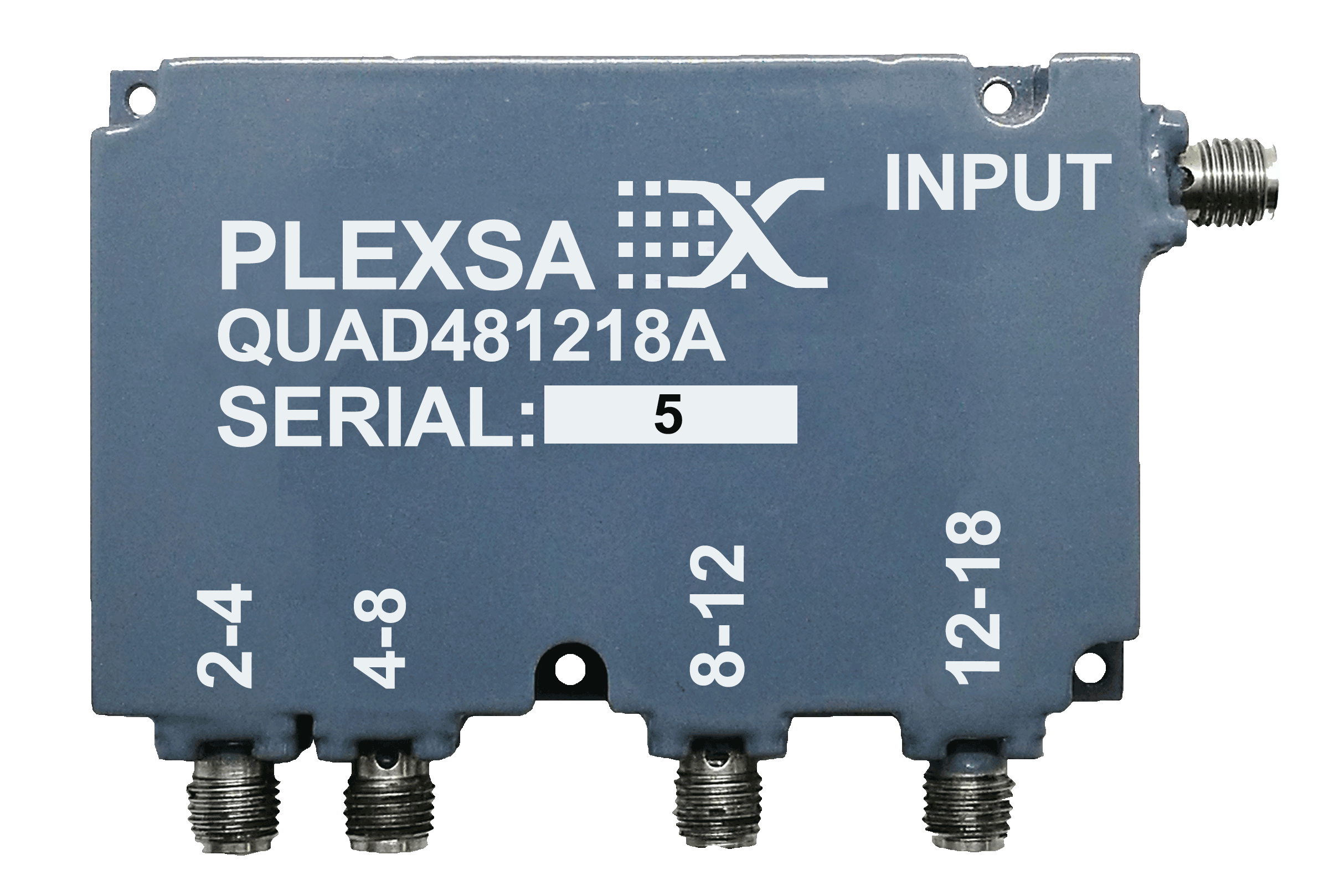 Broadband RF Quadruplexer Product Contiguous Channels 2 to 4 to 8 to 12 to 18 GHz plexsa