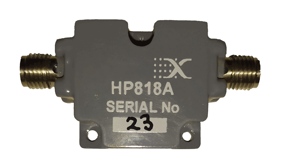 Broadband RF High Pass Filter Product passband 8 to 18 GHz input DC to 18 GHz plexsa