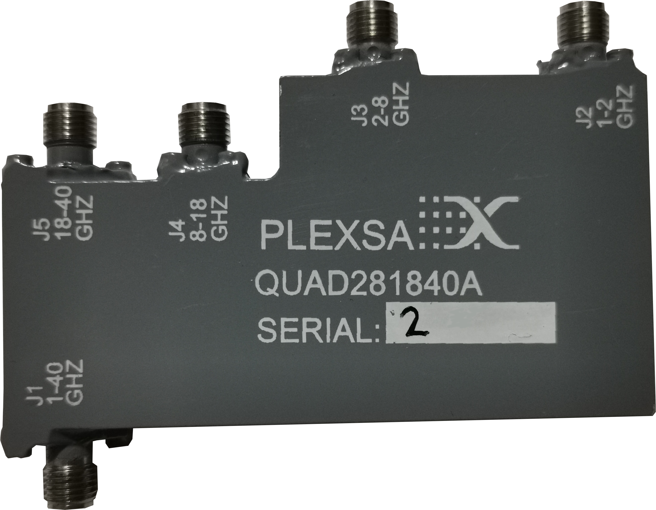 broadband rf quadruplexer product contiguous channels 1 to 2 to 8 to 18 to 40 GHz plexsa